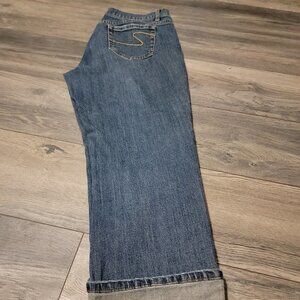 Rhinestone embellished boyfriend cropped cuffed jeans - Size 10